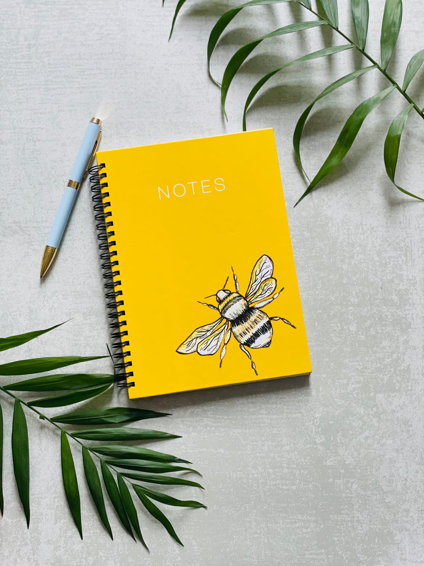 Yellow bee spiralled notebook