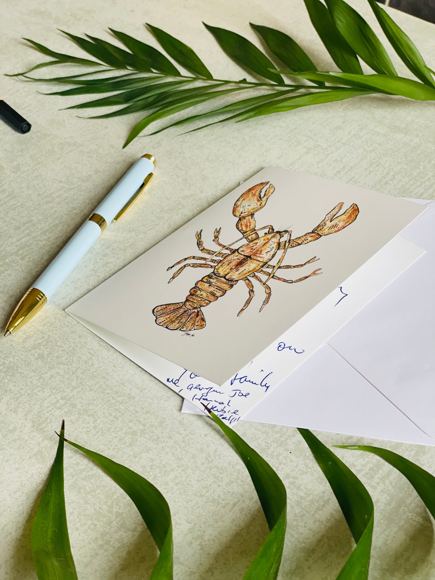 Single illustrated lobster card for all occasions