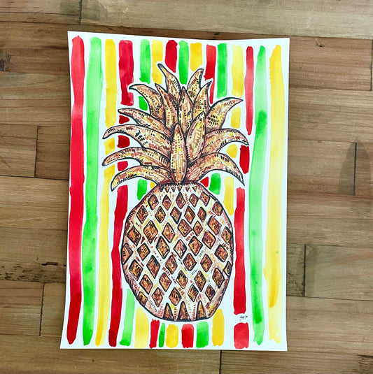 Rasta Pineapple Print