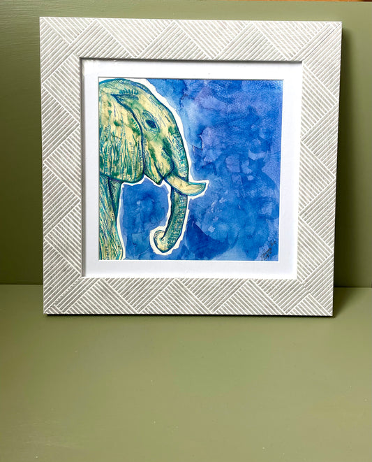 Elephant art, Blue elephant painting, Elephant art