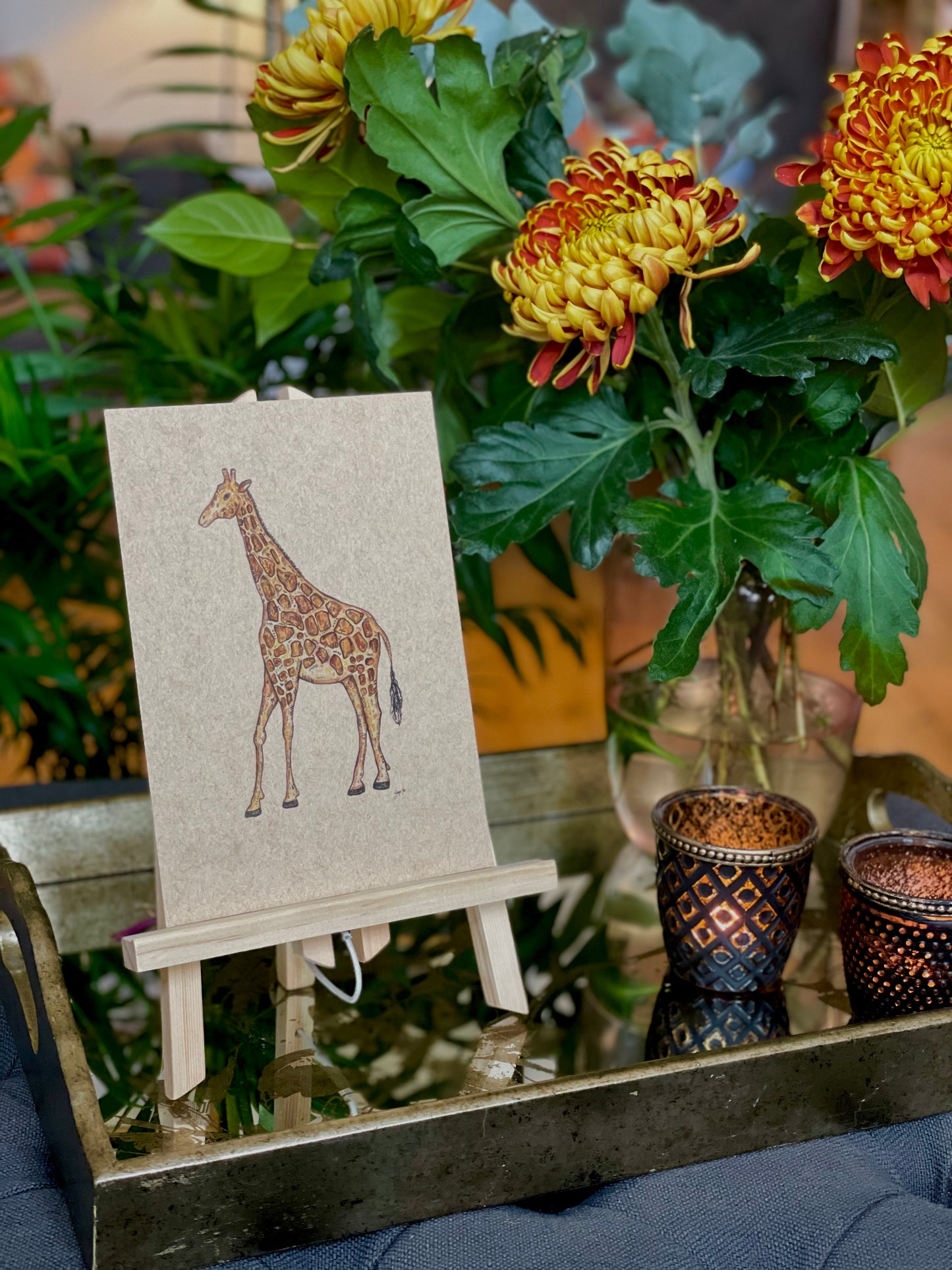 Neutral giraffe print on beige paper for beige interiors