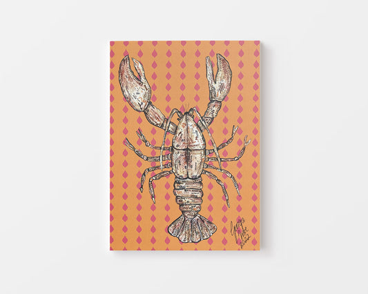 Orange and pink lobster print