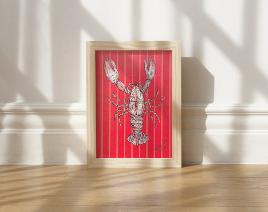 Red & Orange stripe Lobster Print