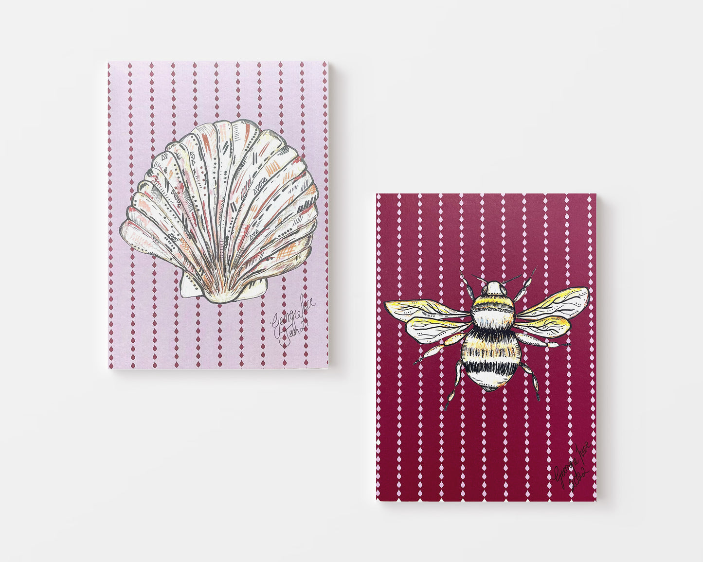 Pink shell and bee art print